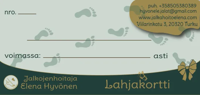 Lahjakortti — asettelu 2