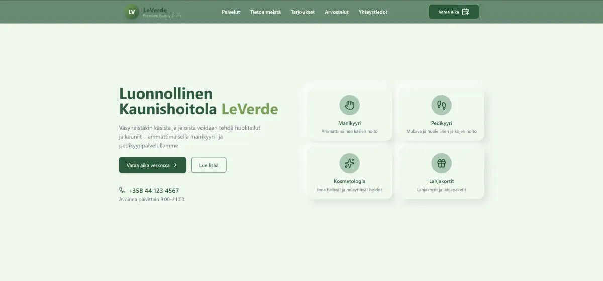 Example website design built with this color palette